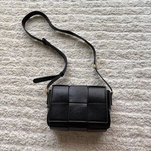 Black Faux Leather Crossbody Bag